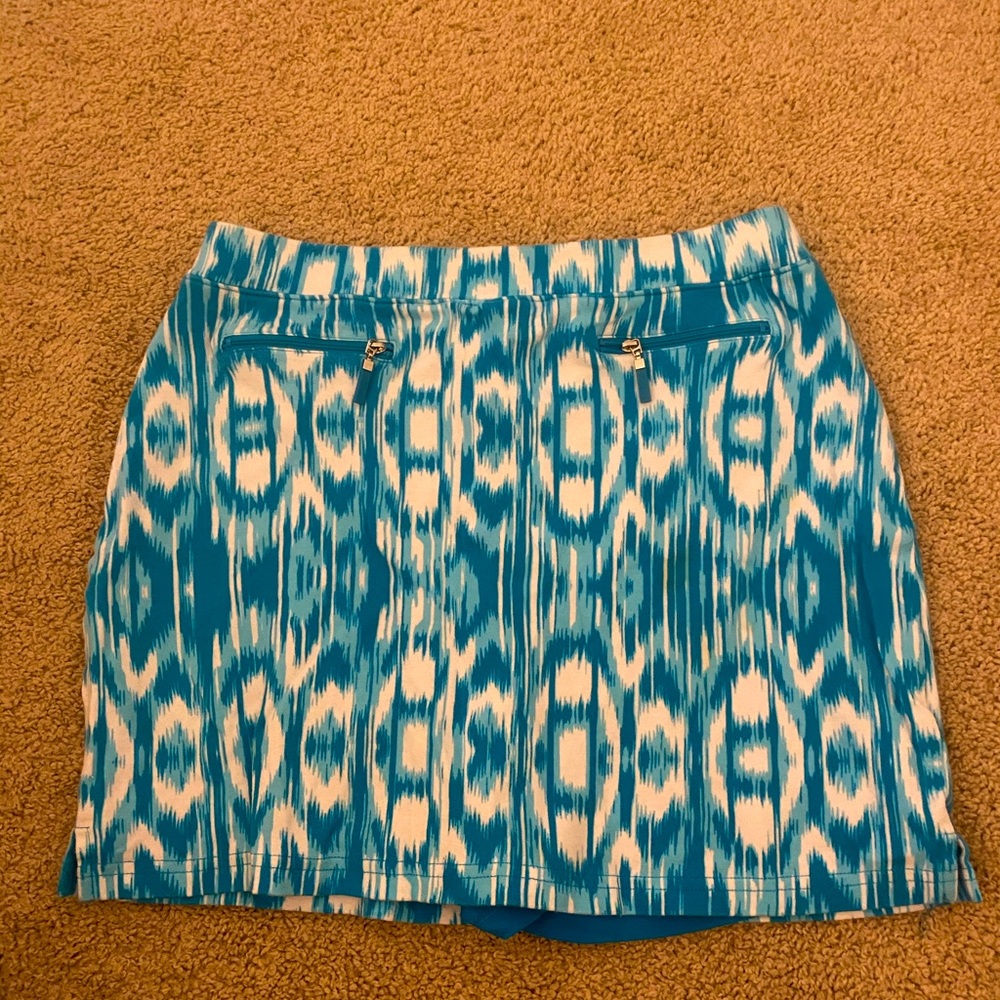 Blue and White Patterned Skort